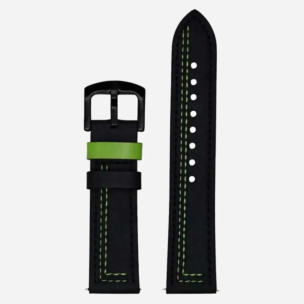 Black & Green Leather RS Strap